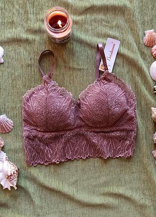 Мереживний топ-бюстгальтер, топ капучіно, топ з паралоном, топік з мережива, красивий топ