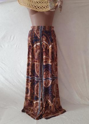 Широкие брюки кюлоты палаццо трикотажные длинные широкая штанка2 фото
