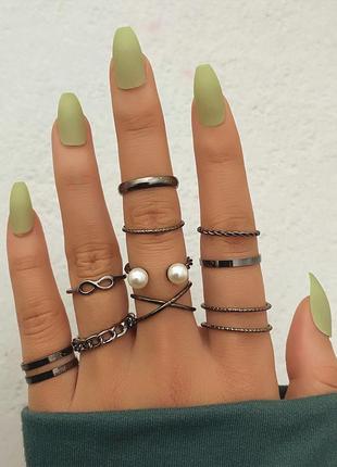 Стильные модные трендовые колечки кольца перстные кольца в стиле панк рок хип хоп черные колечки фаланговые кольца