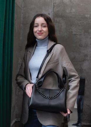 Стильна сумка українського виробника, жіноча сумка на плече, сумка з ланцюжком4 фото