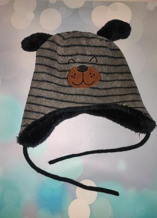 Детская флисовая шапочка теплая шапка собачка