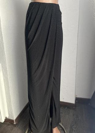 Довга спідниця, довга юбка з розпоркою і стразами💎1 фото