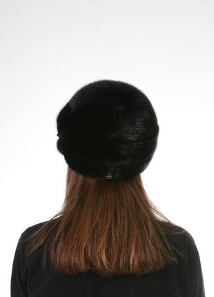 Зимняя меховая норковая шапка с цветочком