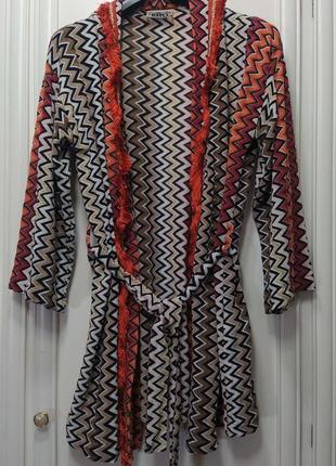Кардиган, легкий, в стиле missoni, италия, бахрома, бохо