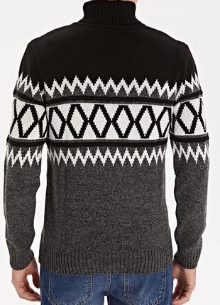 Тёплый свитер чёрно-белый со швами на изнанку рисунком зимний чёрный белый серый c&a angelo litrico2 фото