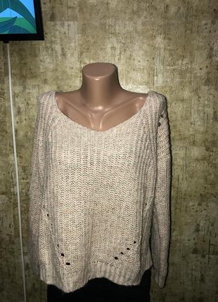 Бежевый oversized свитер(14)