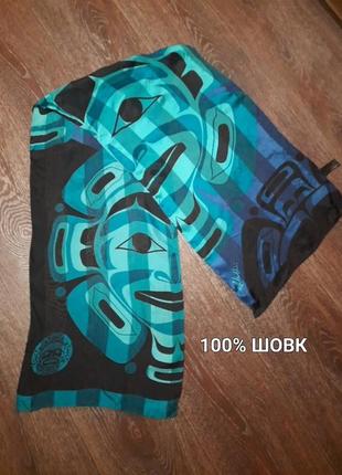 Rocky mountaineer 100% шелк шифоновый подписной полупрозрачный шарф с