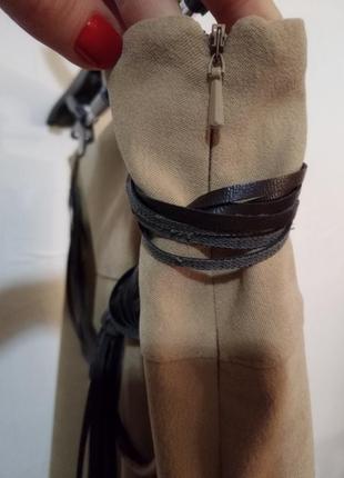 Ассиметричная женская юбка миди песочного цвета3 фото