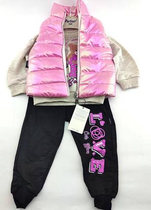 Дитячий костюм туреччина 1, 2, 3, 4 рік для дівчинки з кептариком тепла рожева1 фото