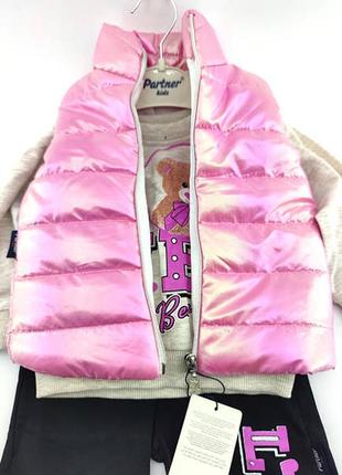 Дитячий костюм туреччина 1, 2, 3, 4 рік для дівчинки з кептариком тепла рожева2 фото