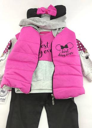Дитячий костюм туреччина 1, 2 рік для дівчинки куртка тепла малинова3 фото