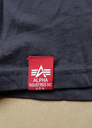 Футболка з принтом на горловині alpha industries. нова, оригінал!!!4 фото