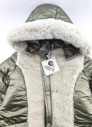 Дитяча куртка туреччина 2, 3, 4 роки для дівчинки плащівка зимова зелений3 фото