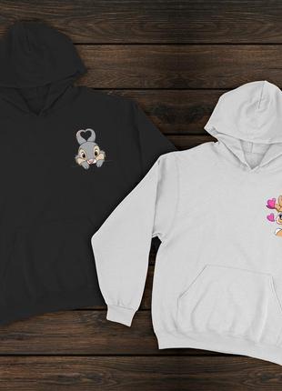Парные худи с принтом - зайки