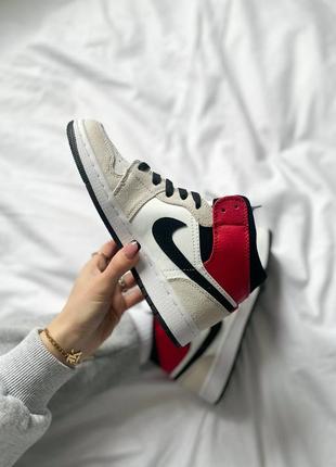 Кросівки nike air jordan 1 retro white grey black red3 фото