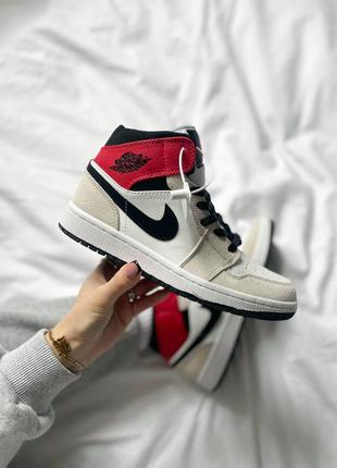 Кросівки nike air jordan 1 retro white grey black red