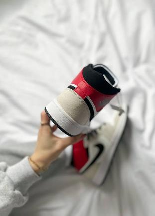 Кросівки nike air jordan 1 retro white grey black red4 фото