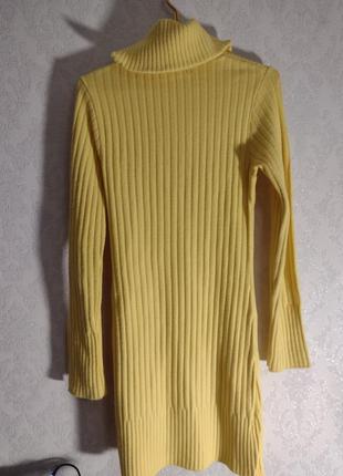 Яркое желтое теплое платье размер м8 фото
