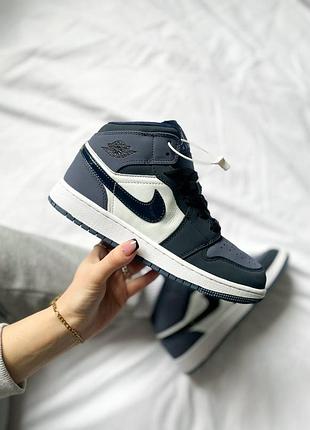 Кросівки nike air jordan 1 retro white black purple1 фото