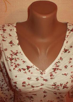 Блузочка футболка в дрібні трояндочки біла бавовна р. xs -s - esprit2 фото