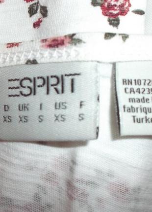 Блузочка футболка в мелкие  розочки белая хлопок р. xs -s - esprit5 фото