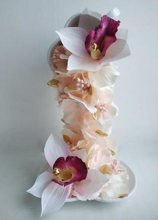 Сувенир декор подарок подарок статуэтка паряща чашка цветы орхидеи