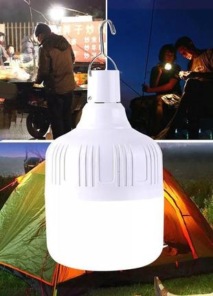 Лампа ліхтар лед на зарядці для кемпінгу дому з юсб-кабелем 80 ват