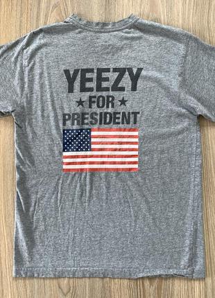 Чоловіча бавовняна футболка з принтом kanye west yeezy for president3 фото