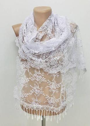 Білий ніжний шарф весілля мереживо