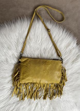 Женская кожаная сумочка сумка на плечо клатч genuine leather италия1 фото