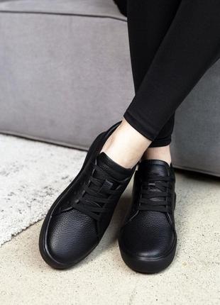 Стильные кеды кожаные черные женские (весна/осень/деми/ демисезонные) весенние,осенни для женщин, удобные, комфортные,стильные