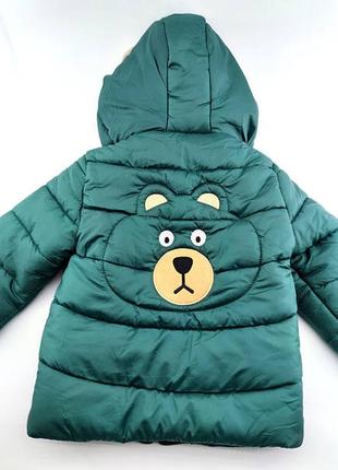 Дитяча куртка 2, 3, 4 і 5 років туреччина з капюшоном для хлопчика зимова зелений2 фото
