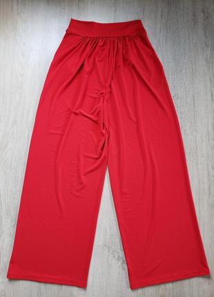 Брюки кюлоты клеш широкие штанины красные трикотажные, kim&co, one size (4323)3 фото
