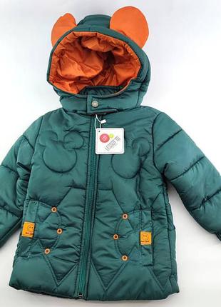 Дитяча куртка 2, 3, 4 і 5 років туреччина з капюшоном для хлопчика зимова зелений1 фото