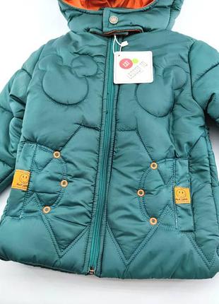 Дитяча куртка 2, 3, 4 і 5 років туреччина з капюшоном для хлопчика зимова зелений5 фото