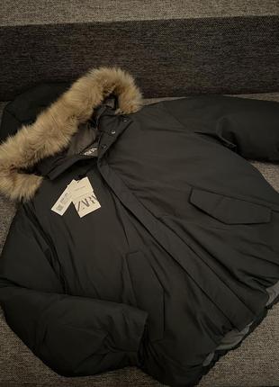 Базова пухова куртка, зимовий пуховик графітного кольору3 фото
