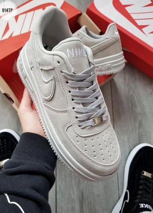 Мужские замшевые кроссовки nike air zapatillas серые найк форсы