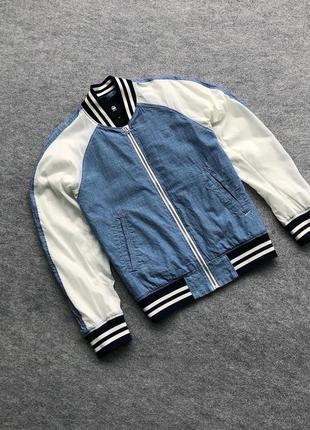 Лимитированная куртка бомбер g-star raw batt us tour bomber jacket denim/white2 фото