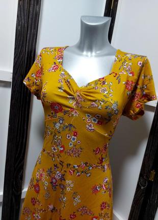Платье в цветы желтое горчичное платье вискоза 48 46 распродажа4 фото