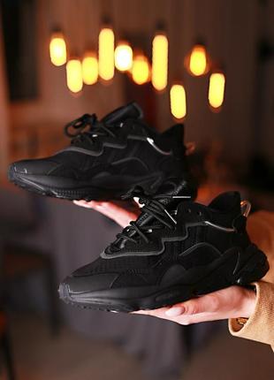 Кросівки чорні кросівки шкіряні жіночі кросівки чорні весняні adidas ozweego black