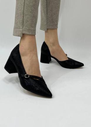 Эксклюзивные туфли лодочки из натуральной итальянской кожи и замша женские на каблуке2 фото