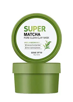 Очисна глиняна маска з чаєм матча some by mi super matcha pore clean clay mask