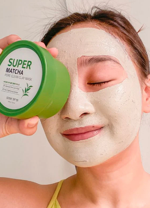 Очищающая глиняная маска с чаем матча some by mi super matcha pore clean clay mask7 фото