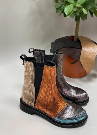 Эксклюзивные ботинки из натуральной итальянской кожи и замша женские челси4 фото