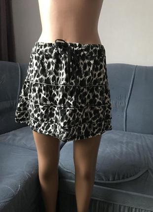 Спідниця міні george 42 розмір,юбка-бедровка леопард,юбка коротка 100% бавовна на завязках