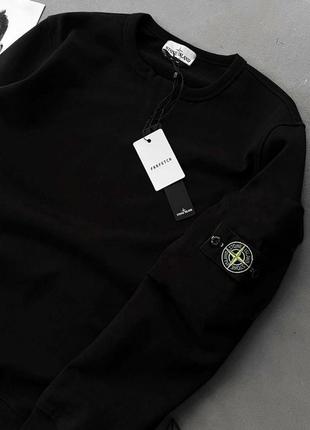 Чорний світшот stone island / кофта стон айленд з патчем2 фото