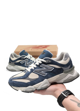 Чоловічі кросівки new balance 9060. шкіра, замша. рефлектив. колір синій