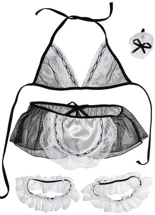 Прозрачный эротический игровой костюм "горничная"1 фото