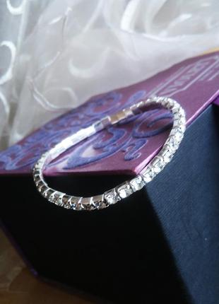 Браслет с кристаллами стразы серебристый