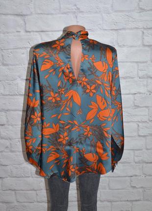 Блуза сатиновая свободного кроя с объемными рукавами "zara"6 фото